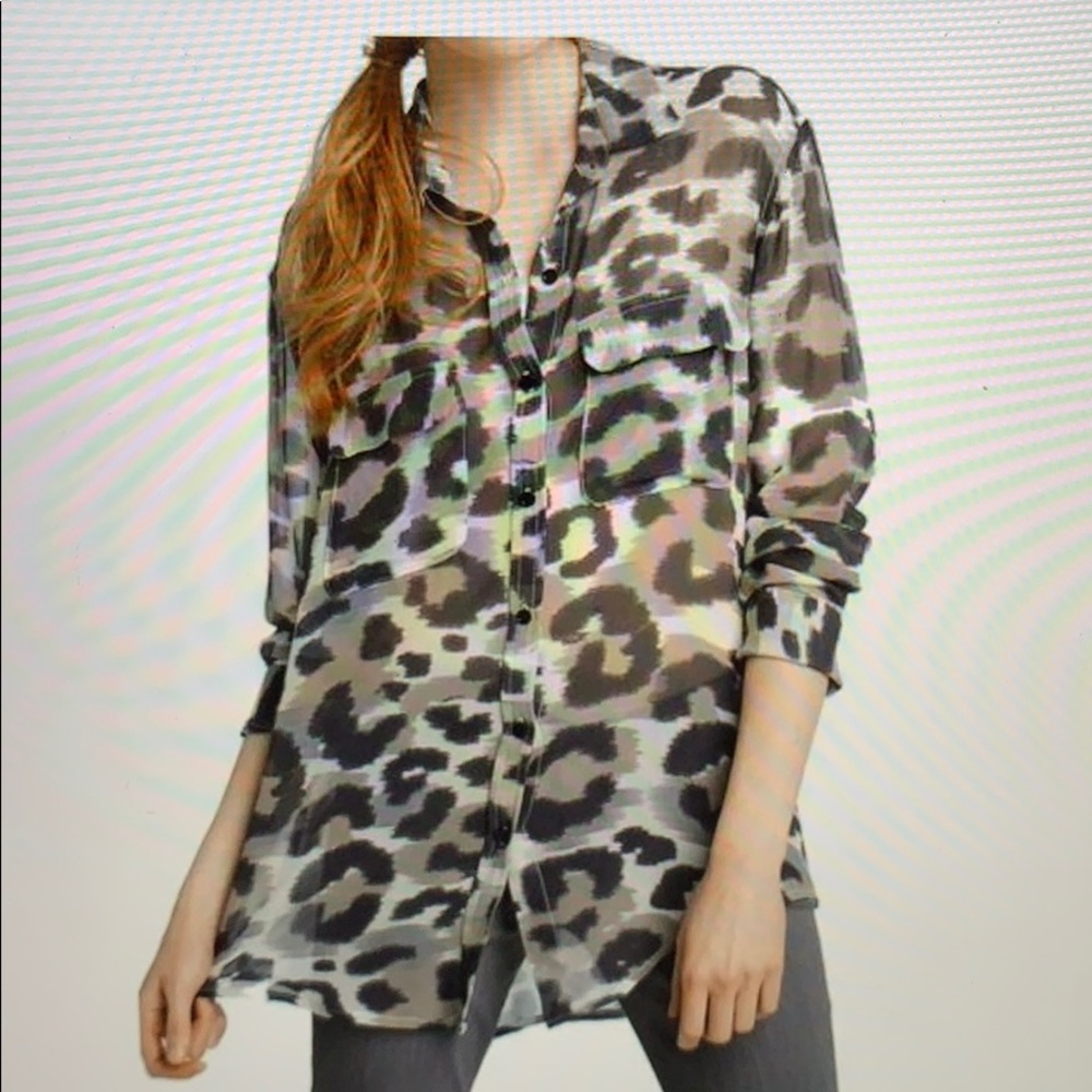 Equipment silk leopard print blouse